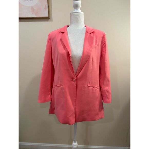 Z Supply Women's One-Button Scrunched 3/4 Sleeve Cinema Blazer Pink Size Large - Picture 1 of 7